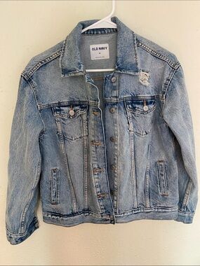 Old Navy Distressed Light Wash Denim Jacket - Light Blue